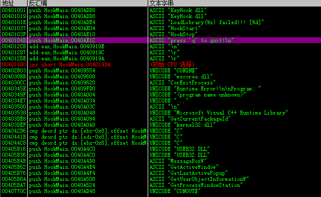 图21-10 Text strings referenced in HookMain