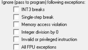 图48-32 Ignore(pass to program)following exceptions选项